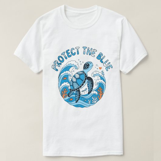 ブルーシーガメ海洋保護Tシャツ Tシャツ (デザイン正面)