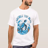 ブルーシーガメ海洋保護Tシャツ Tシャツ (正面)