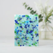 ブルーシーガラスビーチガラスアート写真おもしろいポストカード ポストカード (スタンド正面)