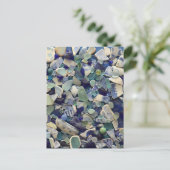 ブルーシーガラスビーチガラスアート写真おもしろいポストカード ポストカード (スタンド正面)