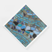 ブルーシーガラスモザイクディナーペーパーナプキン (コーナー)