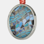 ブルーシーガラスモザイク メタルオーナメント (左)