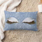 ブルーシークインキャッツアイスリープグリッターメイクアップブラック ランバークッション (ブランケット)