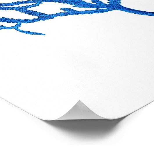 ブルーシーコーラルプリント#10ホームデコールアート ポスター (角)