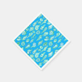 ブルーシーサイドのプレッピーな貝殻 スタンダードカクテルナプキン (角)