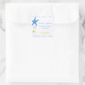 ブルーシーサイドウェディングの日付を保存 スクエアシール (バッグ)