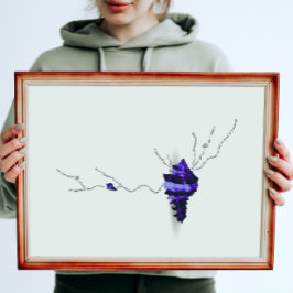 ブルーシーサイドシェルアートアイボリーコラージジャパンディ ポスター