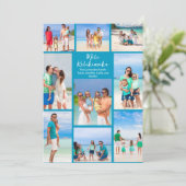 ブルーシーサイドファミリーフォトコラージュビーチクリスマス シーズンカード (スタンド正面)