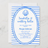 ブルーシーシェルと結婚ズベルブライダルシャワー 招待状 (正面)