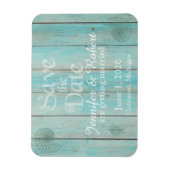 ブルーシーシェルオンウッドビーチ結婚式日付の保存 マグネット (縦)