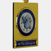 ブルーシーシェルジュエルブルーフェイクグリッター ゴールドプレートバナーオーナメント (右)