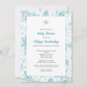 ブルーシーシェルスタフィッシュボーイベビーシャワー招待状 招待状 (正面)