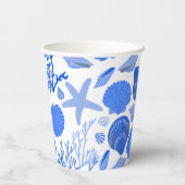 ブルーシーシェルズアンドコーラルパターンカスタムビーチ 紙コップ (裏面)