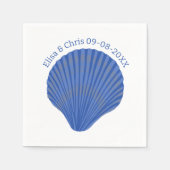 ブルーシーシェルズカスタムウェディング婚約 スタンダードカクテルナプキン (正面)
