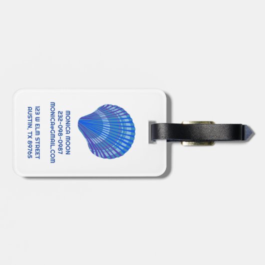 ブルーシーシェルズコーラルカスタマイズビーチホリデイ ラゲッジタグ (裏面横)