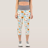 ブルーシーシェルズシーカタツムリオレンジフラワー カプリレギンス (正面)