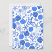 ブルーシーシェルズパターンシックビーチ結婚式パーティー 招待状 (裏面)