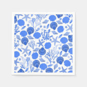 ブルーシーシェルズビーチブライダルシャワーパーティー スタンダードカクテルナプキン (正面)