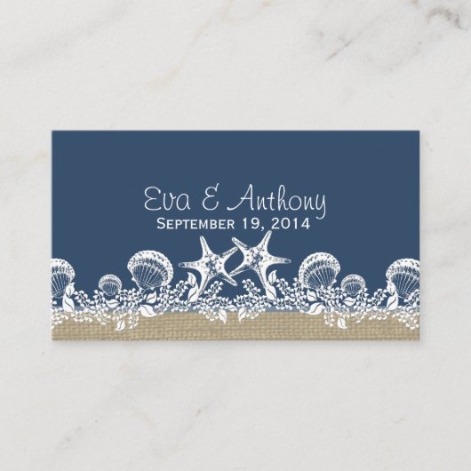 ブルーシーシェルビーチ結婚式座席表 プレイスカード (正面)