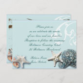 ブルーシーシェルビーチ結婚式披露宴カード ポストカード (正面/裏面)