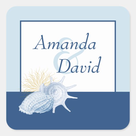 ブルーシーシェルペソナライズステッカー スクエアシール (正面)