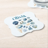ブルーシーシェルペーパコースター - オーダーメイド名 ペーパーコースター (アングル)