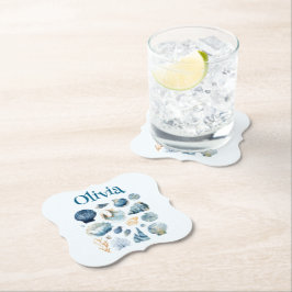 ブルーシーシェルペーパコースター - オーダーメイド名 ペーパーコースター