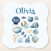 ブルーシーシェルペーパコースター - オーダーメイド名 ペーパーコースター (正面)