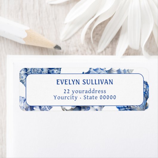 ブルーシーシェル差出人住所ラベル ラベル (インサイチュ)