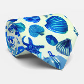 ブルーシーシェル海パターン ネクタイ (ロール)