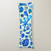 ブルーシーシェル海パターン ボディピロー (正面縦)