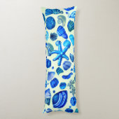 ブルーシーシェル海パターン ボディピロー (裏面 (縦))
