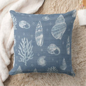 ブルーシーシェル&コーラル装飾用クッション クッション (ブランケット)