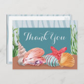 ブルーシーシ航海のェルビーチ結婚式サンキュー ポストカード (正面/裏面)