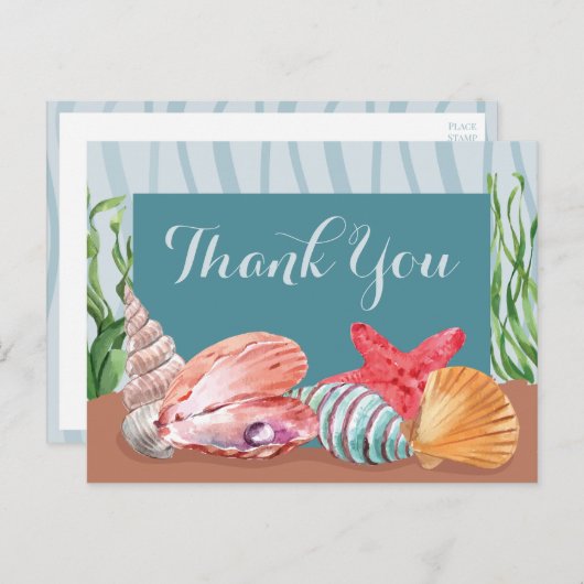 ブルーシーシ航海のェルビーチ結婚式サンキュー ポストカード (正面/裏面)