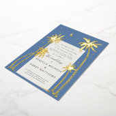 ブルーシージョナルパーム結婚の木の箔招待状 箔招待状 (回転した状態)