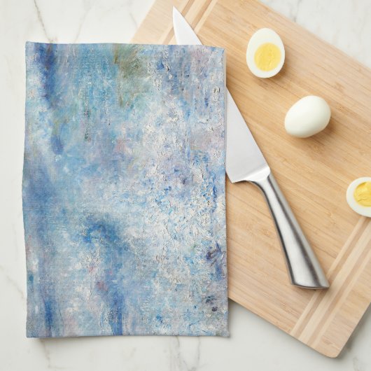 ブルーシースケープバイルノアール印象派絵画の キッチンタオル (四つ折り)
