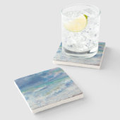 ブルーシースケープバイルノアール ストーンコースター (横)