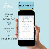 ブルーシーズは結び目レースブライダルシャワー 招待状