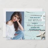 ブルーシーセルヒトデビーチバルミツワー写真 招待状 (正面)