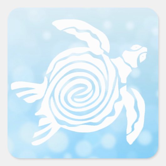 ブルーシートロピカルタートルステッカー スクエアシール (正面)