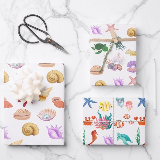 ブルーシーハウスパターン ラッピングペーパーシート (正面)