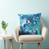 ブルーシーバブルズ抽象芸術アート クッション (椅子)