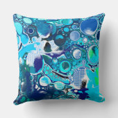 ブルーシーバブルズ抽象芸術アート クッション (裏面)