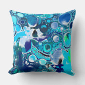ブルーシーバブルズ抽象芸術アート クッション (正面)
