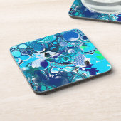 ブルーシーバブルズ抽象芸術アート コースター (左側)