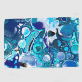 ブルーシーバブルズ抽象芸術アート ゴルフタオル (横)