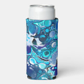 ブルーシーバブルズ抽象芸術アート スリム缶クーラー (Seltzer正面)