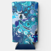 ブルーシーバブルズ抽象芸術アート スリム缶クーラー (正面)