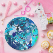 ブルーシーバブルズ抽象芸術アート ペーパープレート (パーティー)